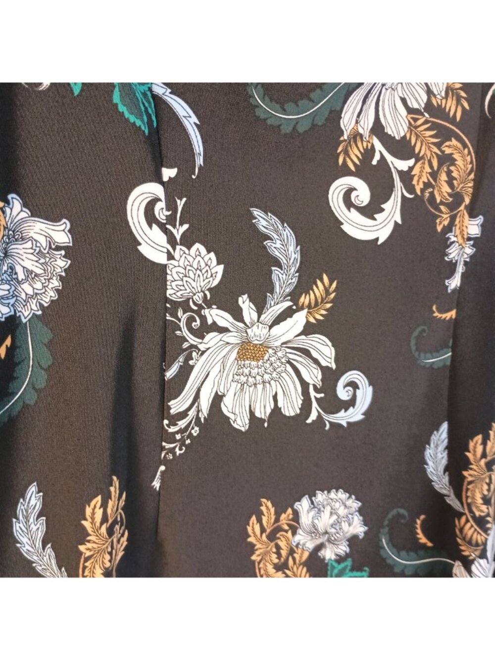 Boston Proper Off Shoulder Black Floral Blouse Long Sleeve Top M Stretch - Picture 6 of 10